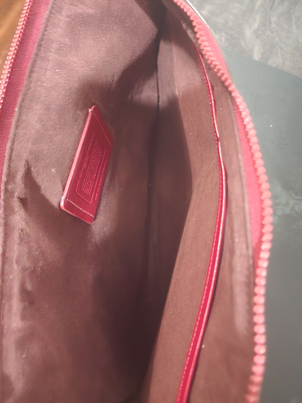 COACH Red Signature Carriage Print Laptop Bag - Picture 2 of 10